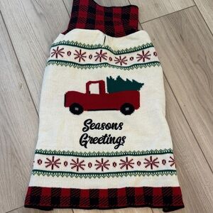 Festive Dog Sweater with Red Truck Design